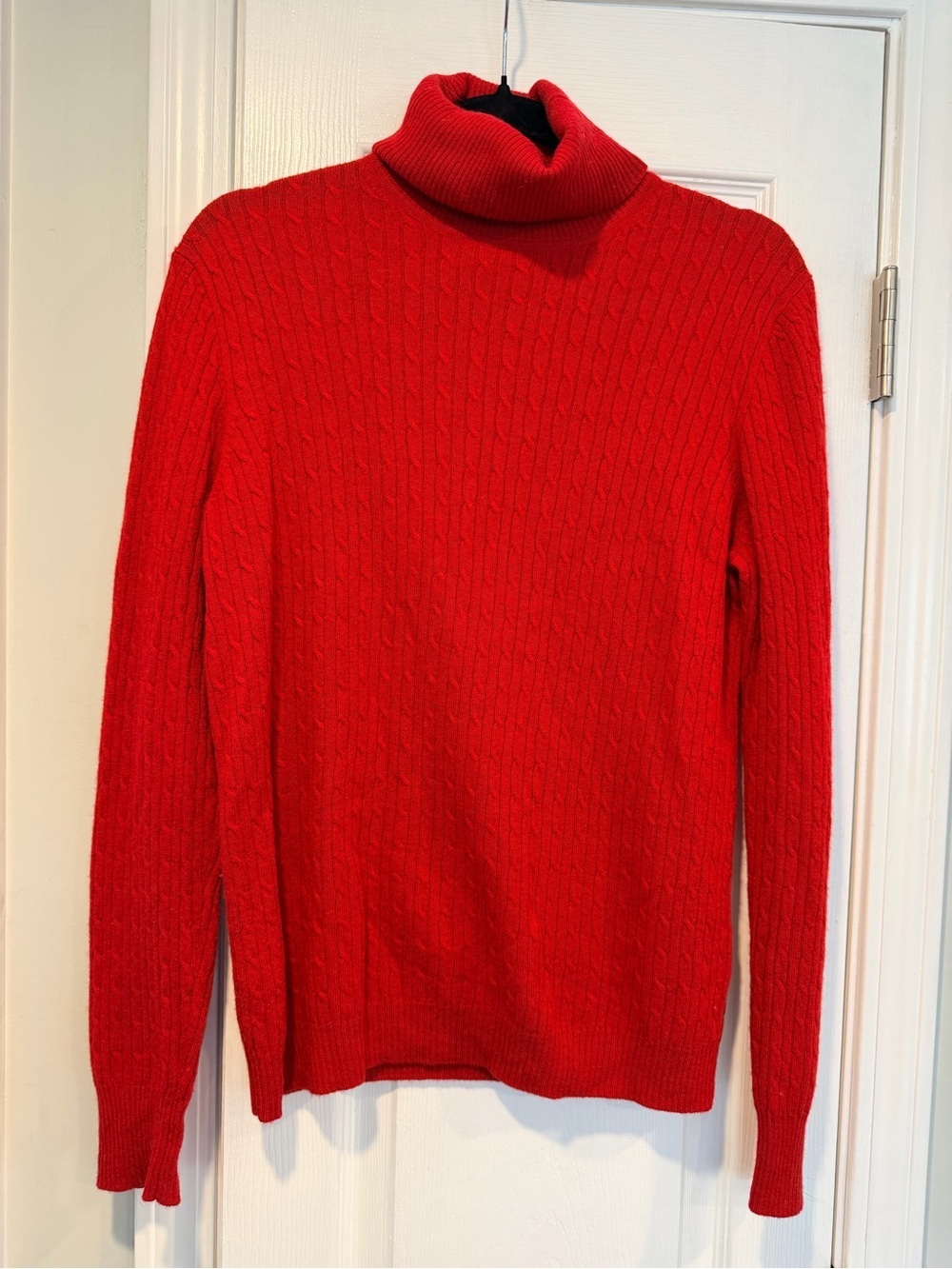 J. Crew Size M Red Wool Blend Cable Knit Turtleneck Long Sleeve Sweater